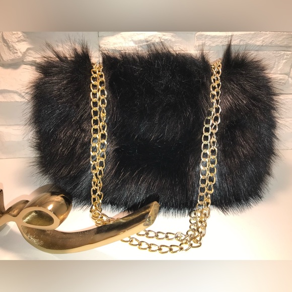 Tom&Eva Handbags - Tom & Eva Black Faux Fur Purse Bag